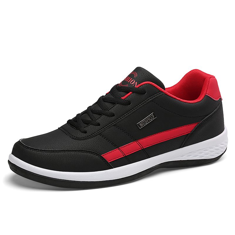 Leather Men Shoes Sneakers Trend Casual Shoe Breathable Black
