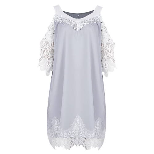 Lace Shift Dress - Grey