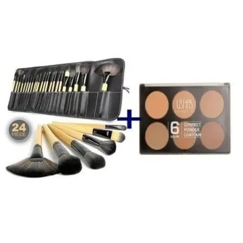 6 Colour Powder Pallet With 24 Brush Set