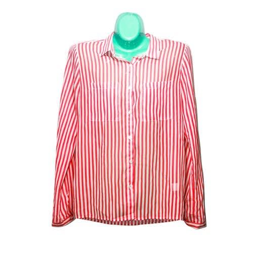 Ladies Striped Button Down Shirt