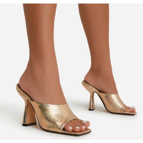 Lilo Holographic Mules – Gold