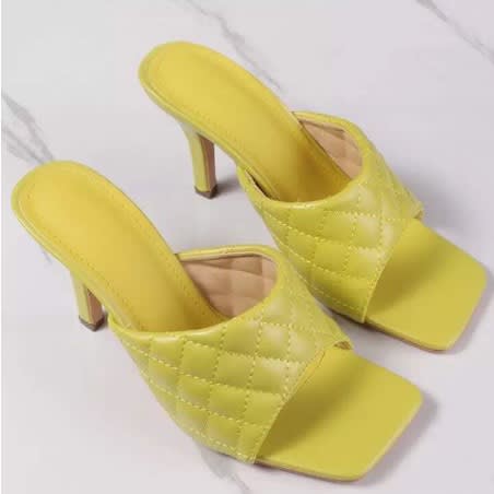 Quilted Mid Heel Mule