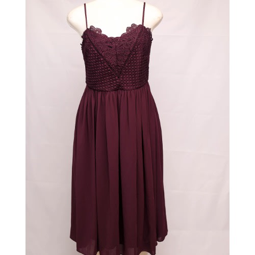 Lace Bodice Dress- Burgundy