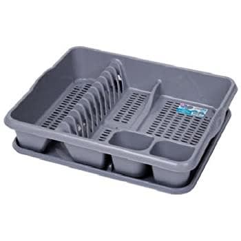 Plastic Dish Rack Single Layer- Grey