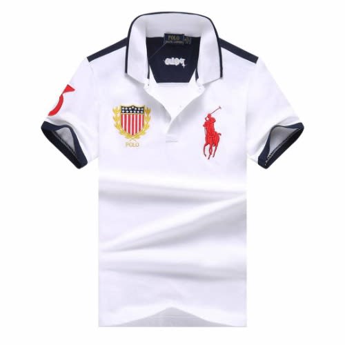 White Embroidered Mens Polo
