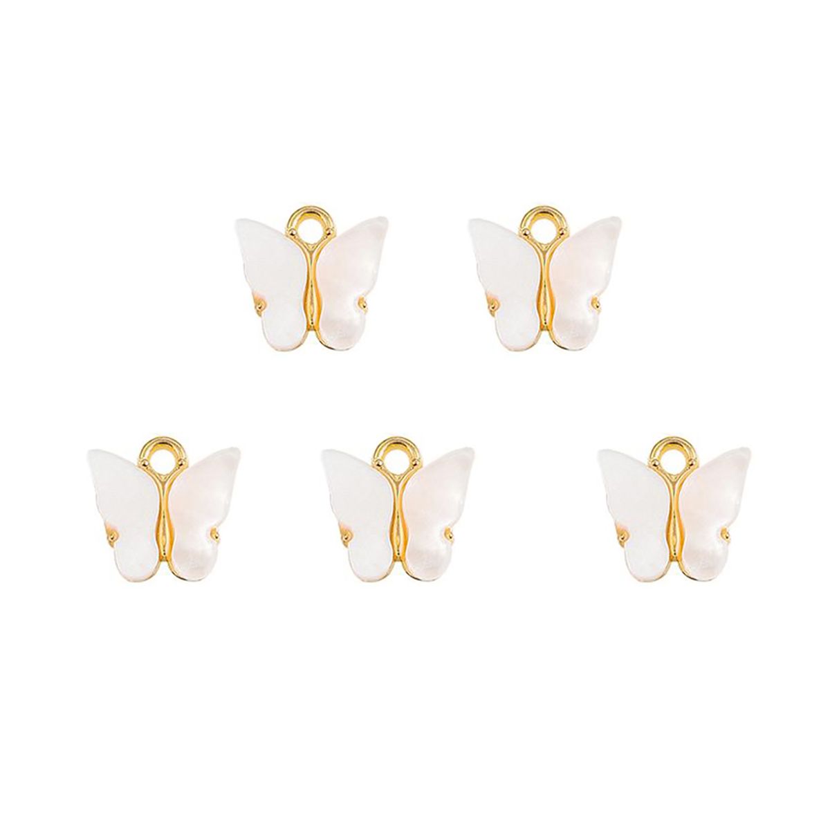 5Pcs Pendant Butterfly Shape DIY Making Copper Fashion-White