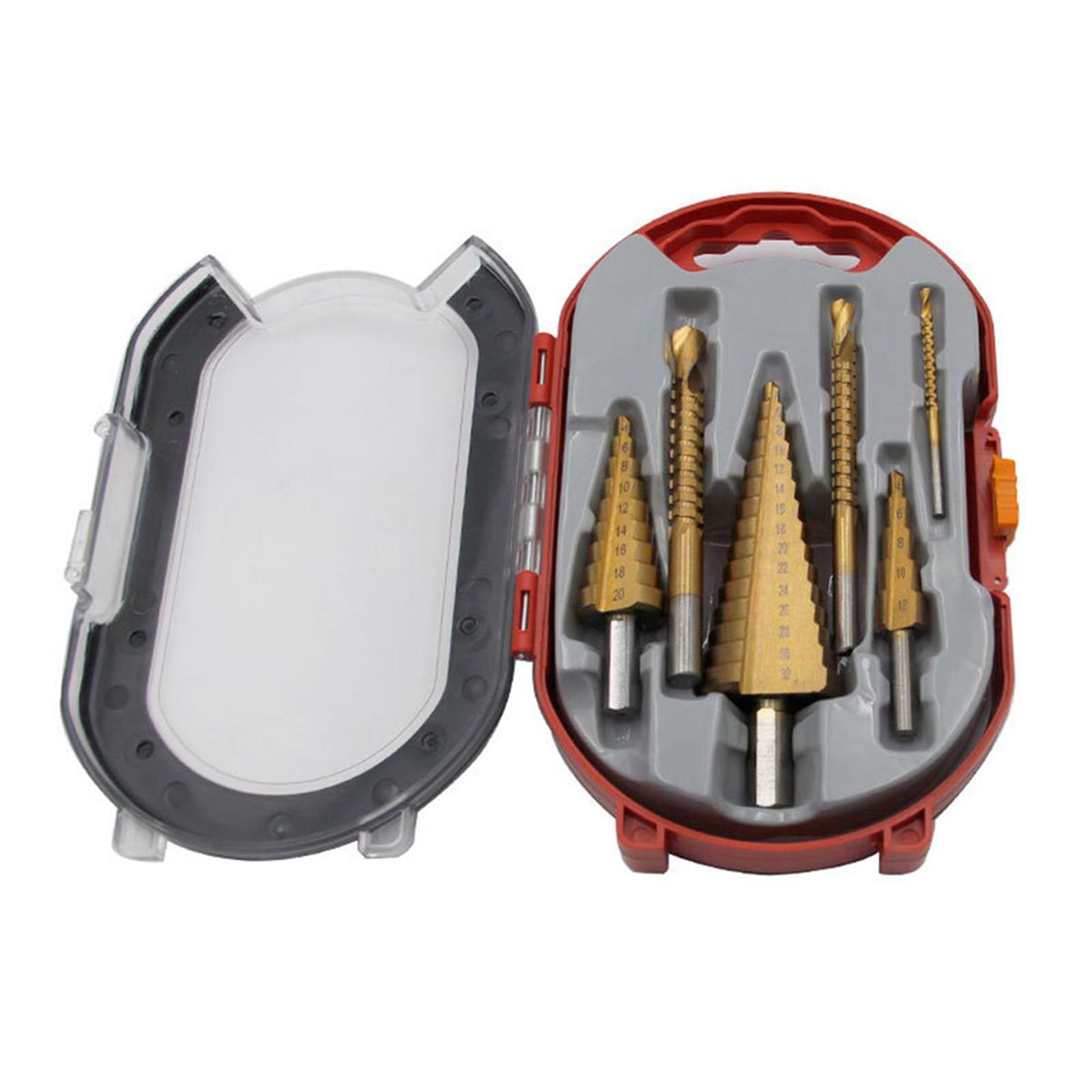 6 PCS Step Drill Bit and Saw Drill Set HSS Drill Bits for Sheet Aluminum Iron Metal Stainless Steel Wood Hole Drilling Expanding Multifunction Spiral Grooved Step Drill for Woodworking Industry DIY