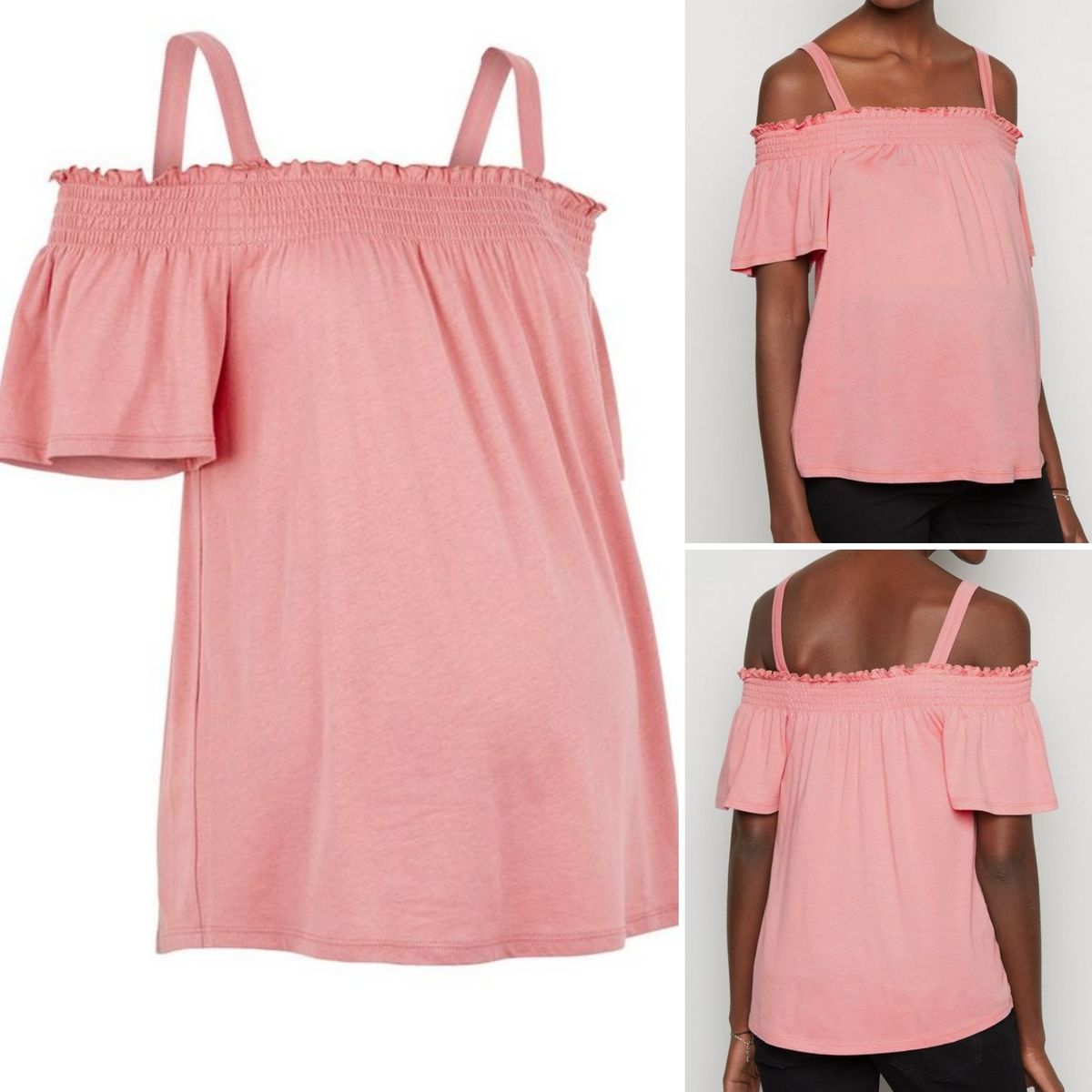 Bardot Thick Strap Neckline Pink Maternity Top