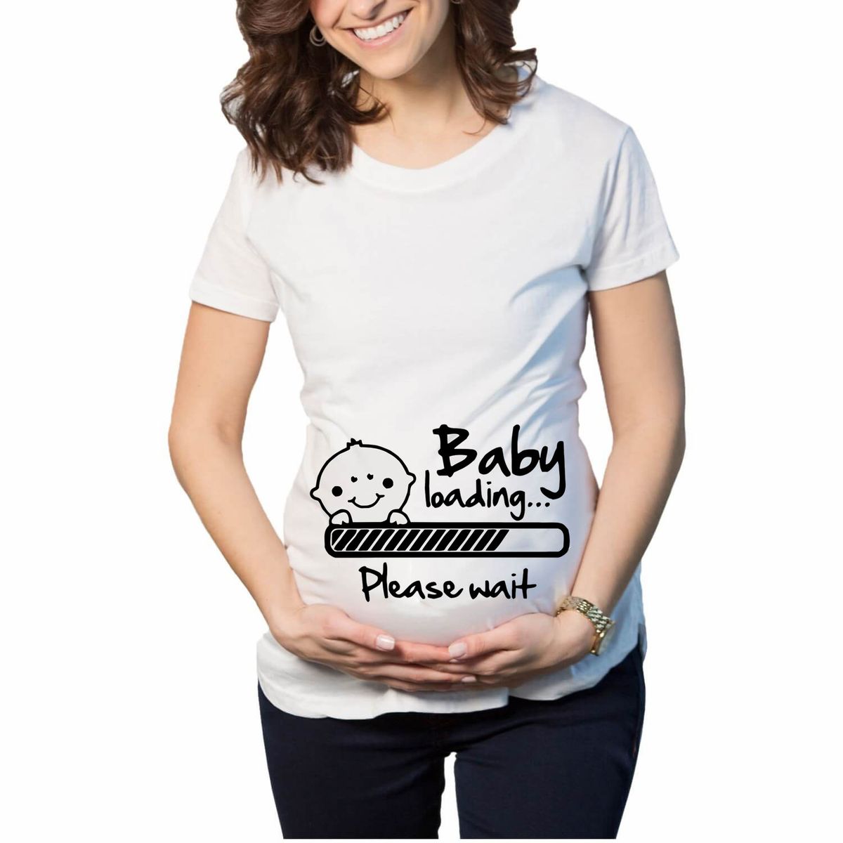 Women Pregnant T-Shirt Lady Letter Printed Maternity Short Sleeved Pregnancy