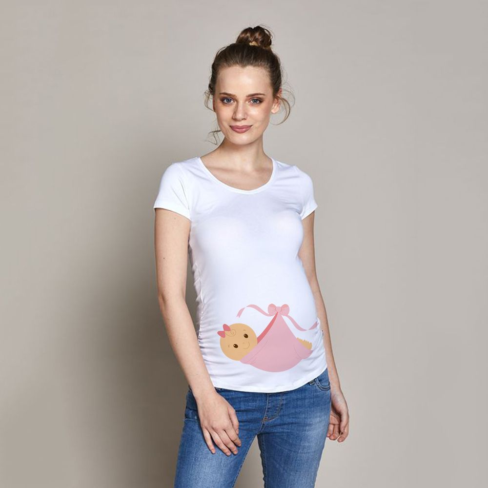 Women Pregnancy T-shirt It's A Girl Baby Print Pregnant Maternity T Shirts