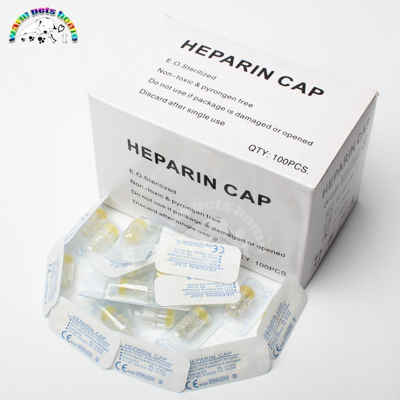 Pet 100pcs IV For Heparin Caps Cannula Animals Heparin Cap