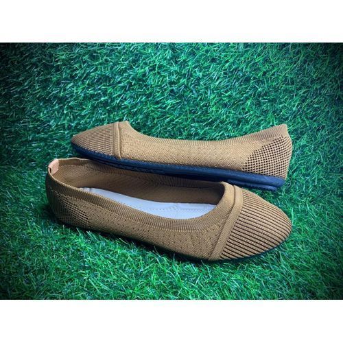 Ladies Beautiful Flat Ballerina Casual Shoe- Brown