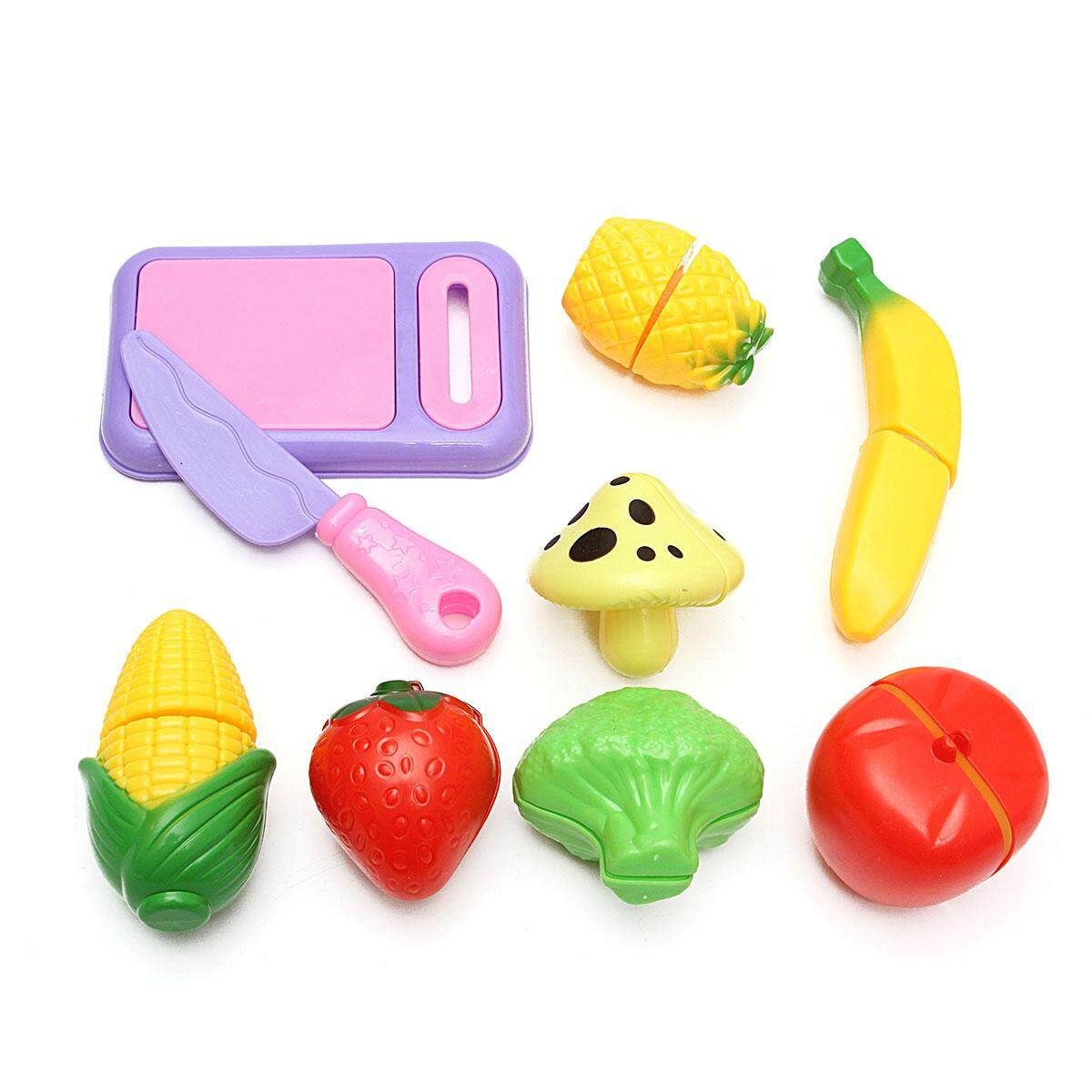 9pcs Plastic Kitchen Food Pretend Play Toys Vegetable Fruit Kid Gift Set