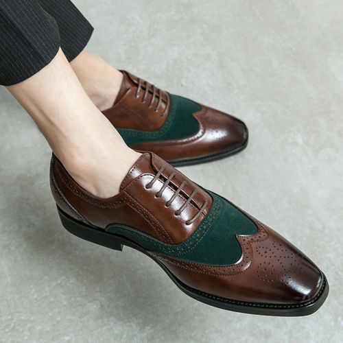 Luxury Italian Style Oxford Shoes Men Brogue Big Size 38-48 High Quality Velvet+Cow Leather Shoes For Suit Male Elegant Wedding Party Office Shoes Brown