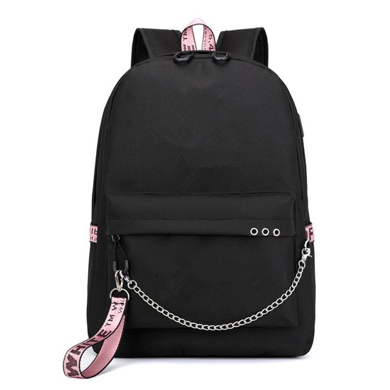 Kopo Stray Kids Felix USB Backpack School Book Black Pink
