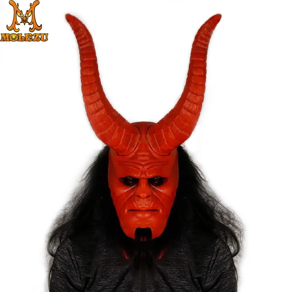 Halloween Scary  Corner Hellboy Latex Mask Cosplay Hellboy