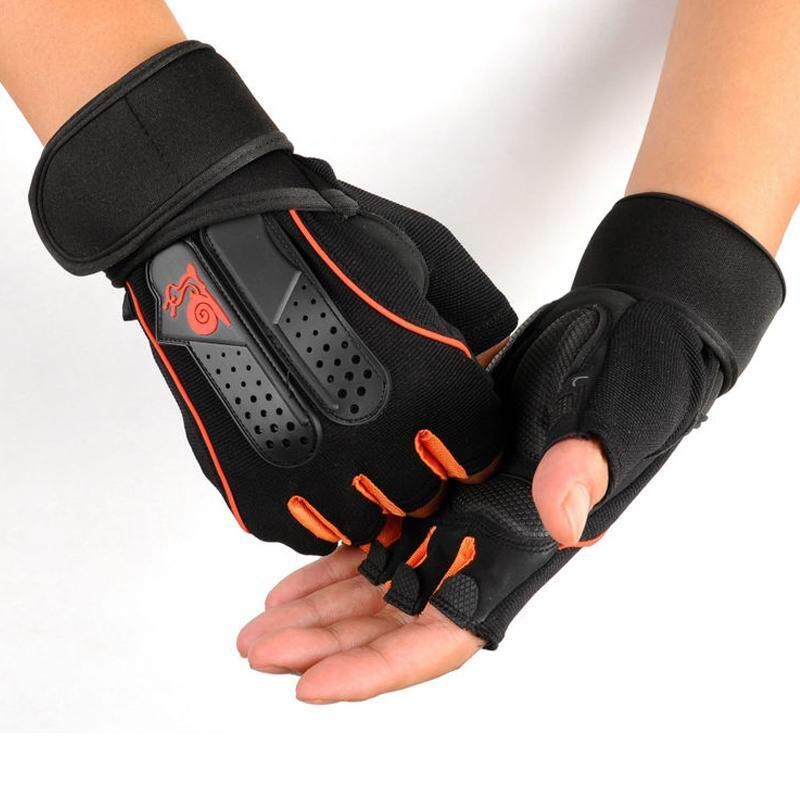 For Men Women M/L/XL 1 Pair Gym Neoprene Weight Lifting Half Finger Bodybuilding Powerlifting Wrist Training Exercise Orange Black Blue L
