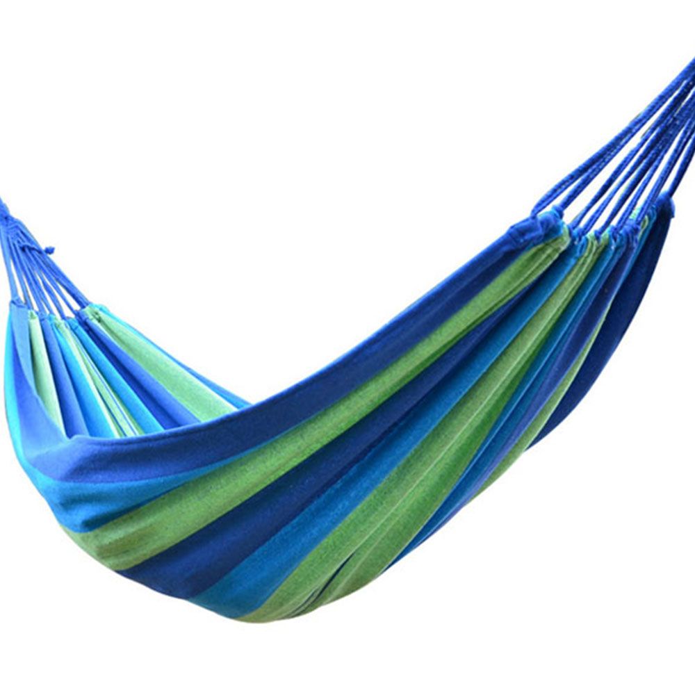 Lightweight Folding Outdoor Travel Hammock Blue Cyan Stripe
