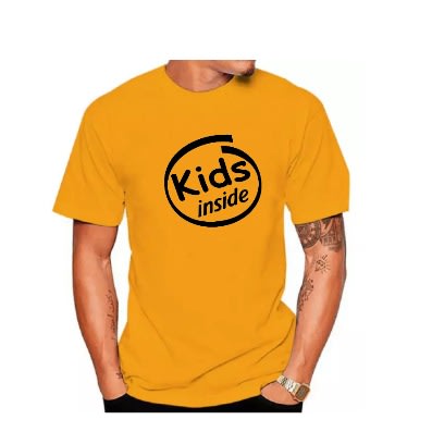 Kids Inside Print T-Shirts - Yellow