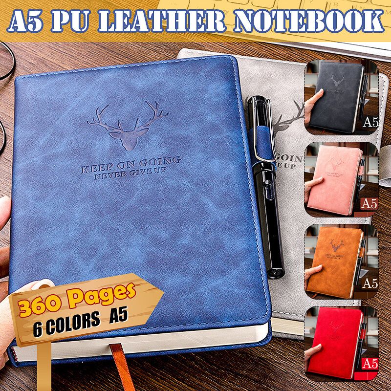 A5 PU Leather Retro Style Lined Paper Notebook Journal Diary Writing Gift Blue