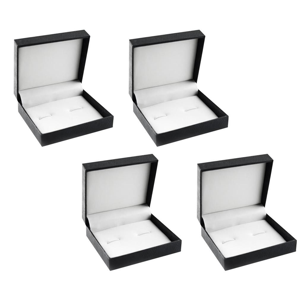 4pcs Vintage Case Cuff Link PU Leather  Boxes Storage
