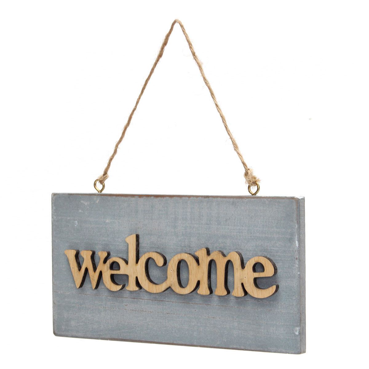 Vintage Wooden Open Closed Welcome Sign Plaque Blue Cafe Shop Door Hanging Sign Welcome