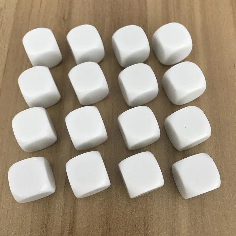New100 Pcs/Lot 16mm Blank Dice D6 Acrylic White Rounded Corner Blank Dice Write and Carving Children Teaching Game Dice