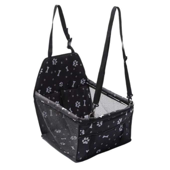 Pet Car Booster Seat Carrier Travel Breathable Dog Black Bone Print