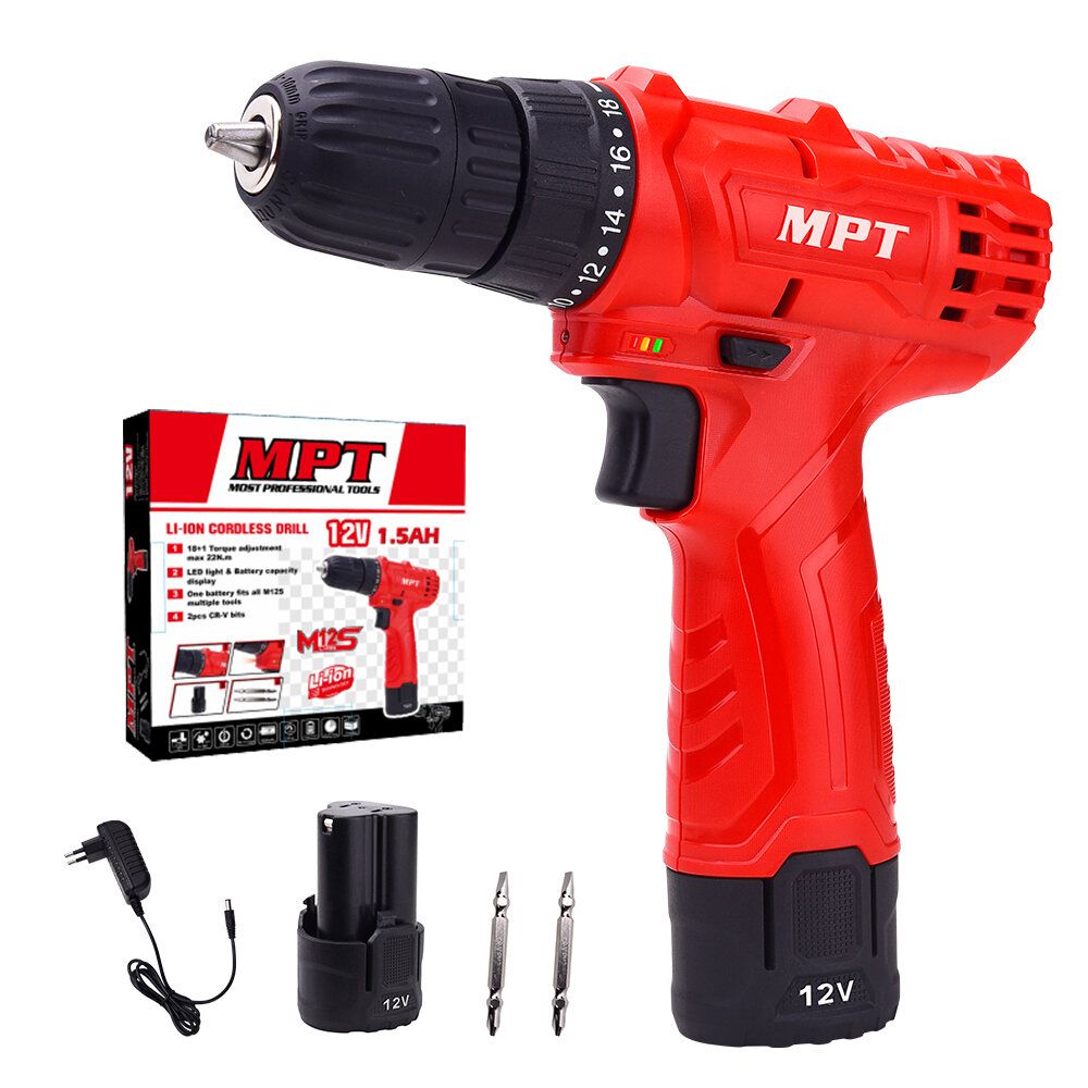 MPT 12V Rechargable Li-ion Cordless Drill Power Dirll 18+1