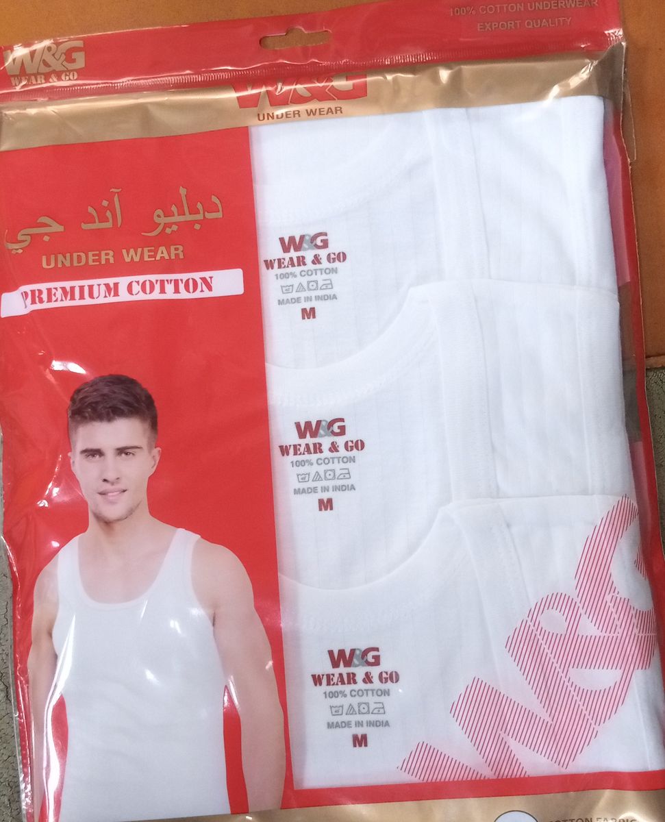 W & G White Singlets 3 In 1 With Strip