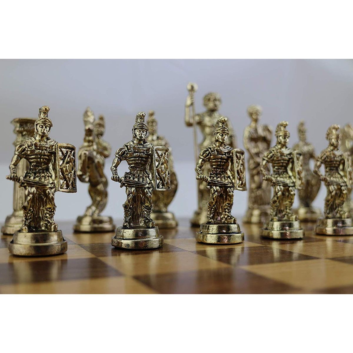 (Only Chess Pieces) Historical Handmade Rome Figures Metal Chess Pieces Big Size King 11cm(Board Is Not Included)