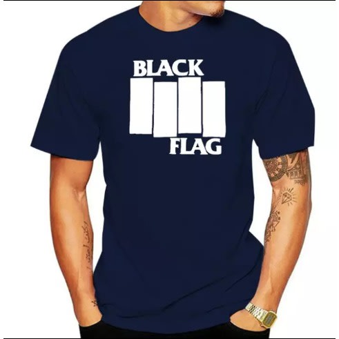 Flag Print T-Shirts - Navy Blue
