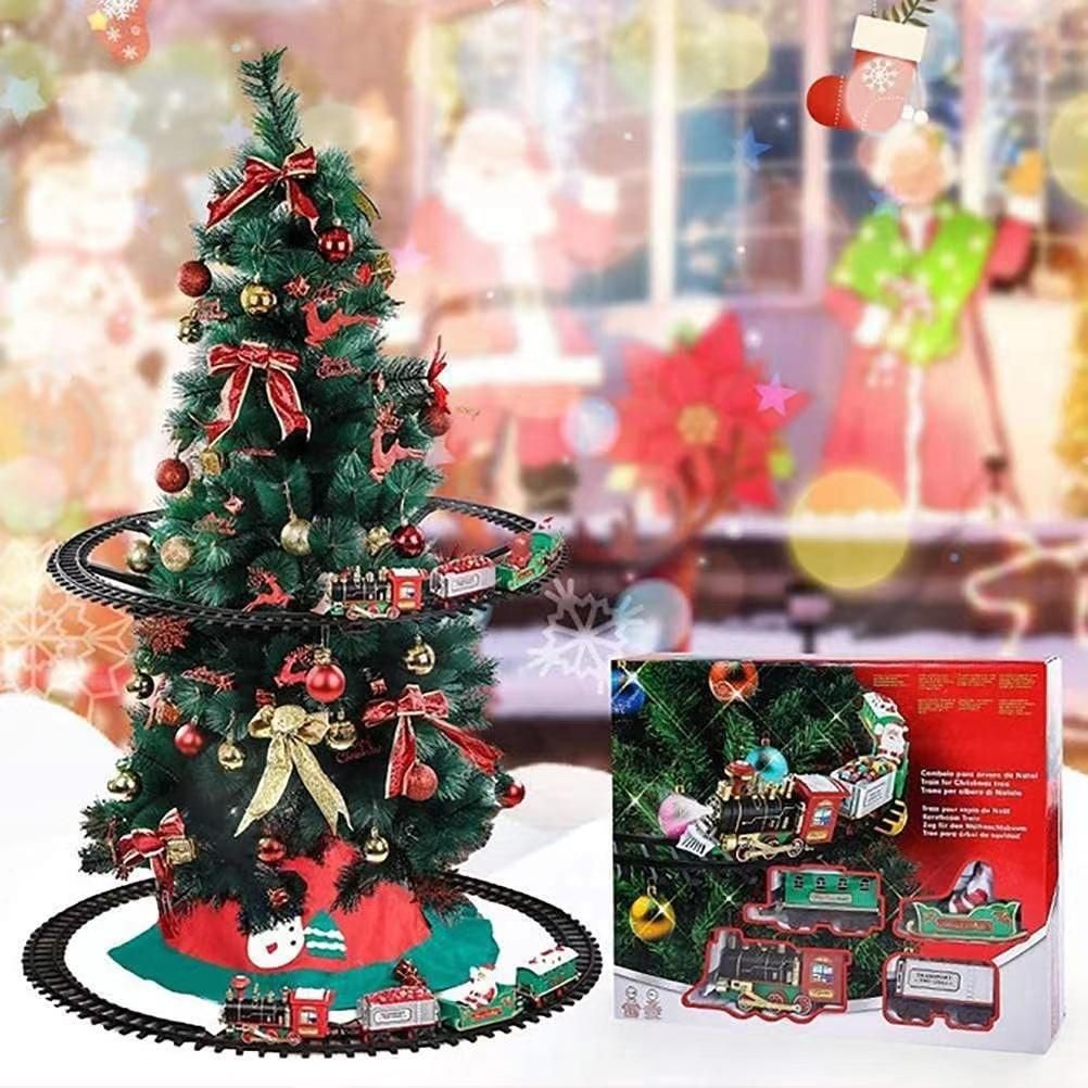 Christmas Electric Train Toy Rail Car Mini Train TraFrame With Sound Light Christmas Tree Decors Kid RC Trains Toy Xmas Gifts