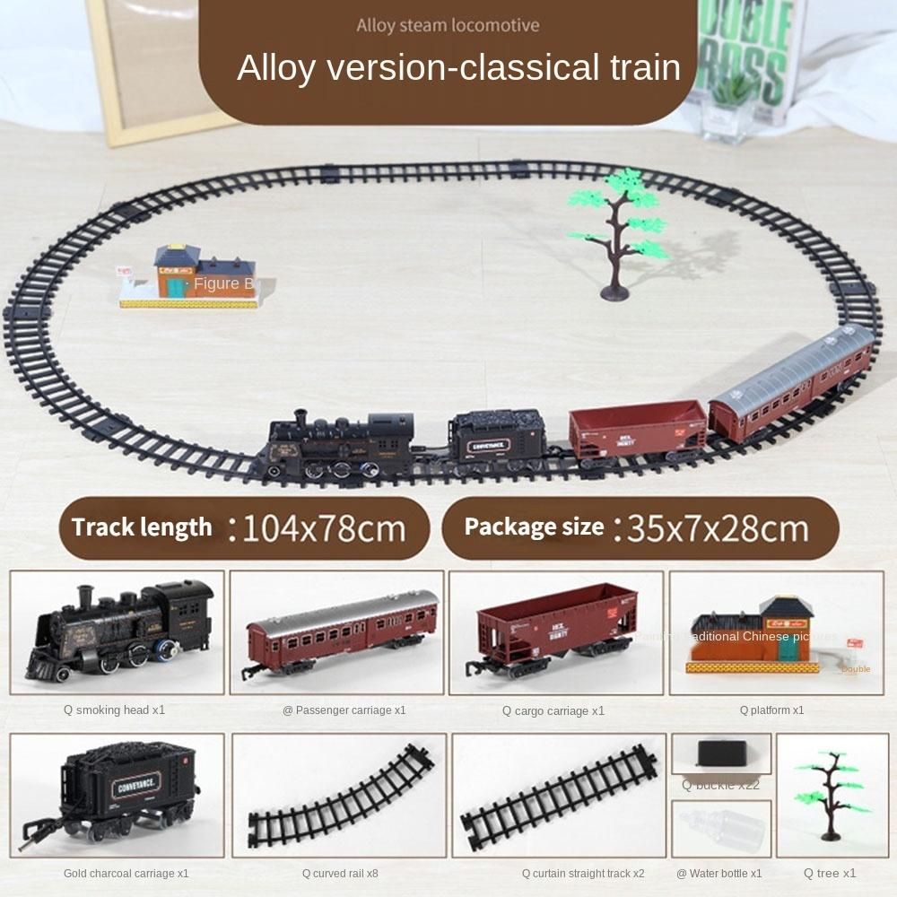 Simulation Electric Train Toy Railway Classical Model Freight Train Alloy Car TraSteam Retro Kids Toy Gift