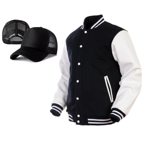 Baseball Cap & Varsity Jacket - Black & White