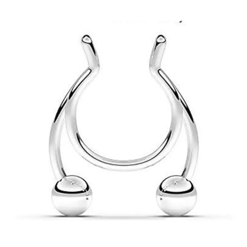 Unisex Septum Hoop Non Piercing Nose Ring- Silver