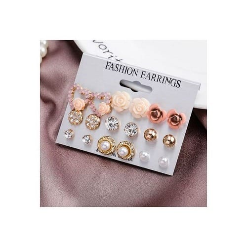 Ladies Fashion Stud Earring Set - 9 Pairs