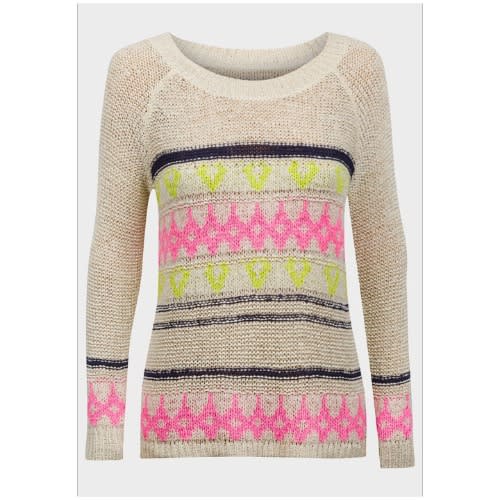 Ladies Neon Pattern Knit Jumper - Multicolor