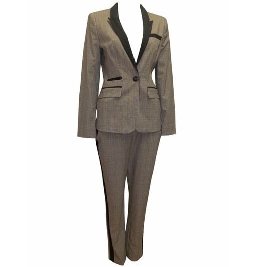 Contrast Panel Checked Trouser Suit