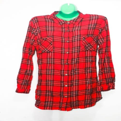 Ladies Plaid Button-down Lumber Jack Shirt