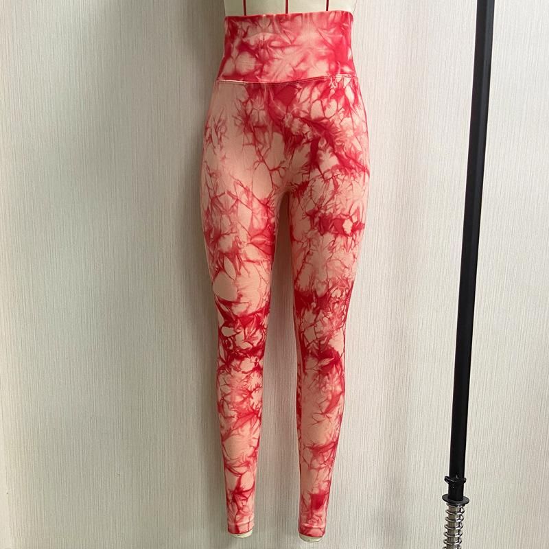 Tie Dyed Seamless High Waist Tight Yoga Pants for Women's Honey Peach Hip Lifting Outdoor Tight Sports Fitness Pants