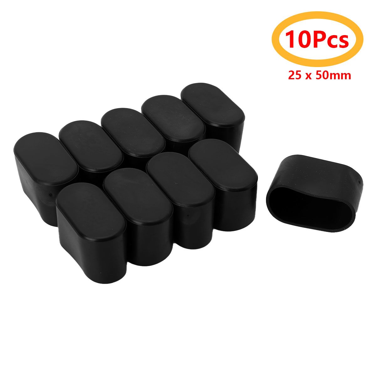 10Pcs Table Chair Leg End Caps Oval Shape Rubber Furniture Feet Covers Tips Covers Floor Protectors For Home Office Garden Patio-Black