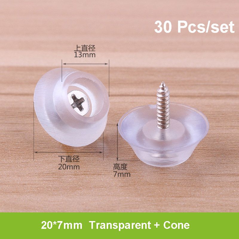 1Set Silicone Rubber Transparent / Black Furniture Anti-slip Mat Pad Increased Pad Floor Protection Cover For Sofa Table Chair-20x7mm 30PCS