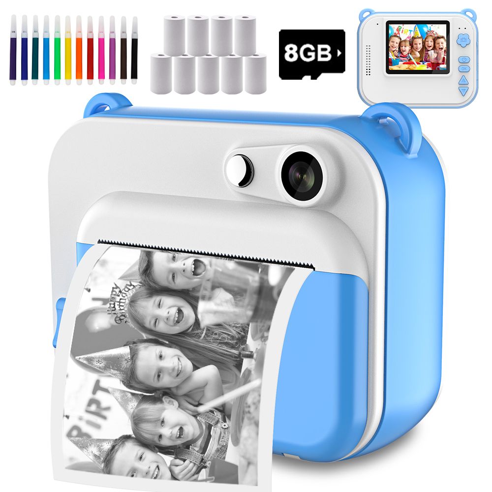 Children's Camera With Print Kids Instant Print Camera Digital Photo Camera Girl's Toy Child Camera Video Boy's Peach Blossom