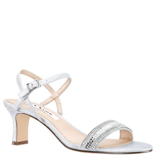 Noela Silver Low Heel Sandals