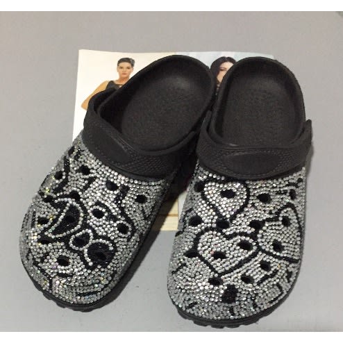 Rhinestone Clogs Sandals - Black