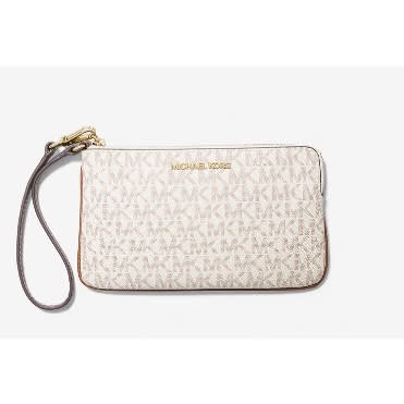 Jet Set Travel Logo Wristlet- Vanilla