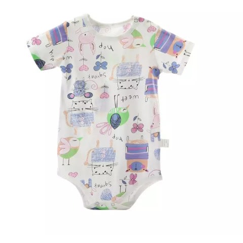 Unisex Short Sleeve Animal Romper - Multicolor