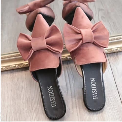 Mule Pointed Flat Slide  - Peach