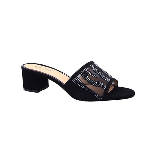 Black  Suede- Net Slipper